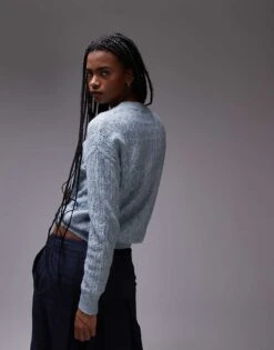 Mango Pointelle Jumper In Pale Blue For Women -Mango Sales 207627766 3