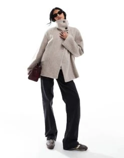 Mango Funnel Neck Cape Coat In Light Brown For Women -Mango Sales 207628020 4