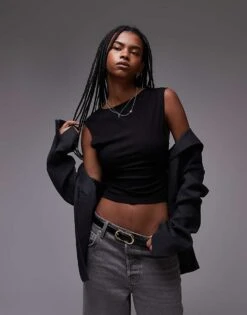 Mango Open Low Back T-shirt In Black For Women -Mango Sales 207628034 1 black 1