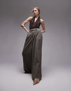 Mango Halterneck Floaty Top In Dark Brown For Women -Mango Sales 207628041 3