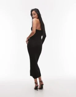 Mango Shoulder Cut Out Midi Dress In Black For Women -Mango Sales 207628095 4