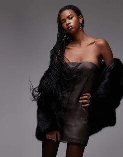 Mango Mesh Bandeau Mini Dress In Black For Women