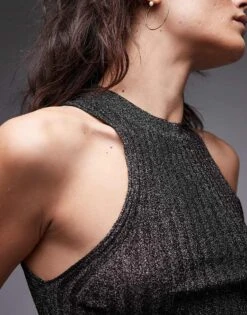 Mango Shimmer Knitted Sleeveless Top In Silver For Women -Mango Sales 207628133 4