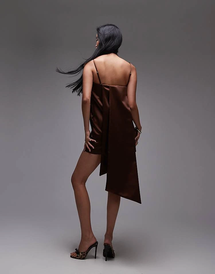 Mango Bandeau Bow Back Mini Dress In Bronze For Women 4 Mango Bandeau Bow Back Mini Dress In Bronze For Women - Image 4