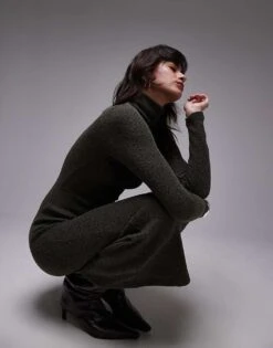 Mango Fold Over Bardot Maxi Dress In Khaki For Women -Mango Sales 207628621 1 khaki 1