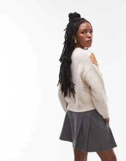 Mango Argyle Cardigan In Beige For Women -Mango Sales 207629529 3