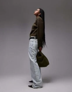 Mango High Neck Chunky Jumper In Khaki For Women -Mango Sales 207629551 2