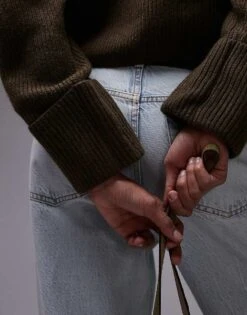 Mango High Neck Chunky Jumper In Khaki For Women -Mango Sales 207629551 3