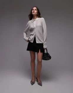 Mango Cardigan In Silver For Women Gold -Mango Sales 207629757 2