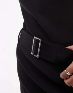 Mango High Neck Belted Mini Dress In Black For Women -Mango Sales 207629945 3