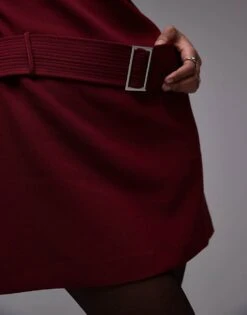 Mango High Neck Belted Mini Dress In Dark Red For Women -Mango Sales 207629961 3