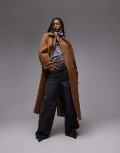 Mango Oversized Wool Jacket In Brown For Women