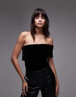 Mango Velvet One Shoulder Bodysuit In Black For Women -Mango Sales 207631685 1 black 1