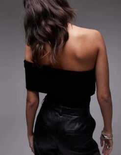 Mango Velvet One Shoulder Bodysuit In Black For Women -Mango Sales 207631685 4