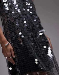 Mango Mesh Disc Maxi Dress In Silver For Women -Mango Sales 207631741 3