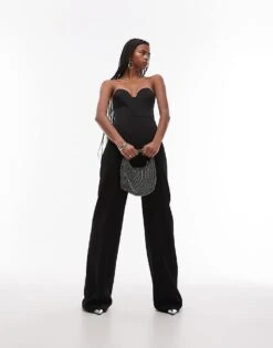 Mango Structured Bandeau Jumpsuit In Black For Women