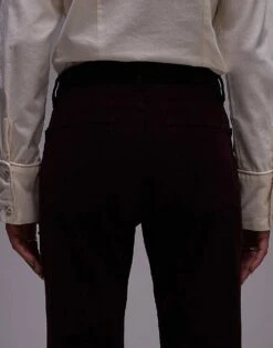 Mango Cord Cropped Jeans In Burgundy For Women -Mango Sales 207682760 4