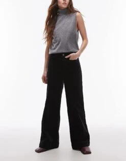 Mango Cord Wide Leg Jeans In Black For Women -Mango Sales 207682774 1 black 1