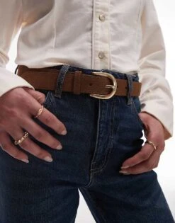 Mango Suede Buckle Belt In Brown For Women