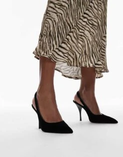 Mango Velvet Slingback Heel In Black For Women -Mango Sales 207755429 1 black 1