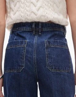 Mango Gold Button Wide Leg Jean In Dark Blue For Women -Mango Sales 207801388 4