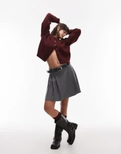 Mango Pleated Mini Skirt In Grey For Women -Mango Sales 207801735 1 grey 1