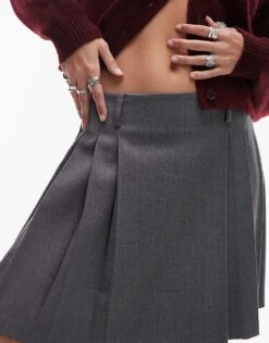 Mango Pleated Mini Skirt In Grey For Women -Mango Sales 207801735 5