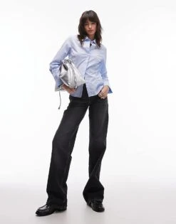 Mango Cinched Waist Shirt In Blue For Women -Mango Sales 207802060 4