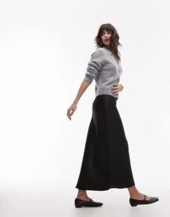 Mango Satin Midi Skirt In Black For Women -Mango Sales 207802289 1 black 1