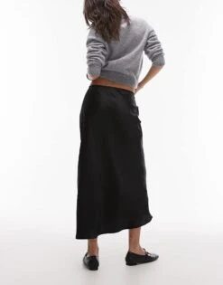 Mango Satin Midi Skirt In Black For Women -Mango Sales 207802289 3