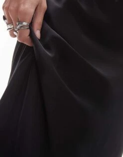 Mango Satin Midi Skirt In Black For Women -Mango Sales 207802289 4