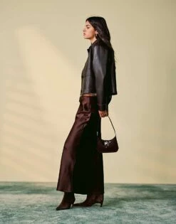 Mango Satin Midi Skirt In Brown For Women -Mango Sales 207802296 1 brown 1