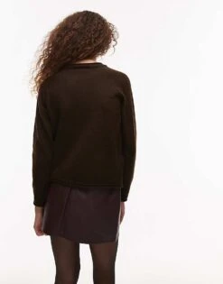 Mango Crew Neck Jumper In Chocolate Brown For Women -Mango Sales 207833660 4