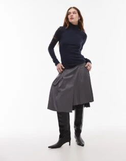 Mango Button Detail Neck Long Sleeve Top In Navy For Women -Mango Sales 207833678 3