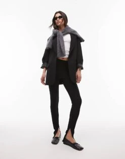 Mango Zip Detail Leggings In Black For Women