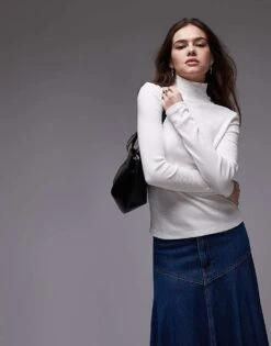 Mango Button Detail Neck Long Sleeve Top In White For Women -Mango Sales 207833774 1 white 1