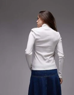 Mango Button Detail Neck Long Sleeve Top In White For Women -Mango Sales 207833774 4