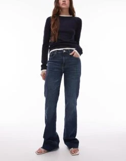 Mango Flare Leg Jean In Indigo Blue For Women