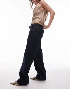 Mango Wide Leg Belted Jean In Dark Blue For Women -Mango Sales 207880928 3