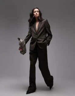 Mango Slouchy Tailored Co-ord In Washed Khaki