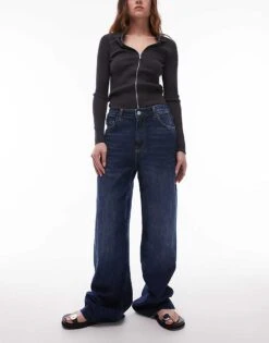 Mango Raw Hem Straight Leg Jean In Dark Blue For Women -Mango Sales 207881031 1 darkblue 1