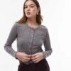 Mango Crew Neck Cardigan In Grey For Women