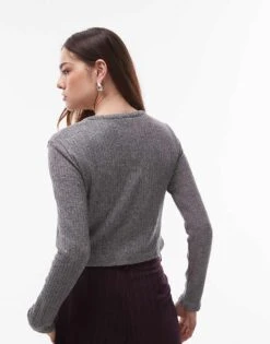 Mango Crew Neck Cardigan In Grey For Women -Mango Sales 207881041 4