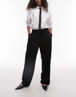 Mango Pintuck Straight Leg Tailored Trouser In Black For Women -Mango Sales 207881140 1 black 1