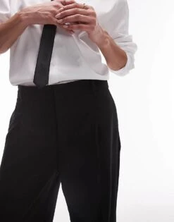 Mango Pintuck Straight Leg Tailored Trouser In Black For Women -Mango Sales 207881140 2