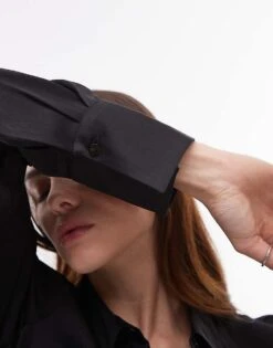 Mango Satin Shirt In Black For Women -Mango Sales 207881169 3