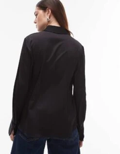 Mango Satin Shirt In Black For Women -Mango Sales 207881169 4