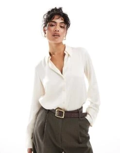 Mango Satin Shirt In White For Women -Mango Sales 207881276 1 white 1