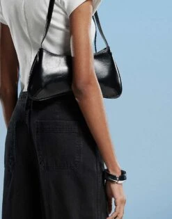 Mango Gold Button Wide Leg Jean In Black For Women -Mango Sales 207881376 3