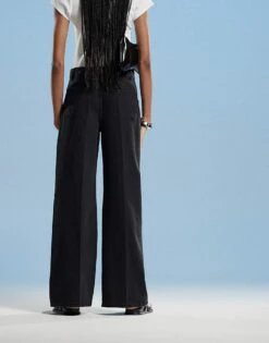 Mango Gold Button Wide Leg Jean In Black For Women -Mango Sales 207881376 4